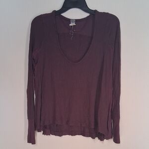 We The Free Deep Plum Long Sleeve Top